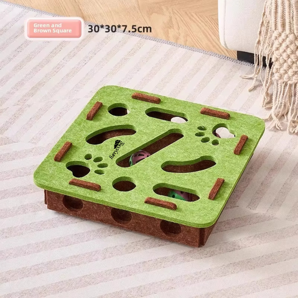 FurryCove™ Felt Cat Puzzle Toy with Ball