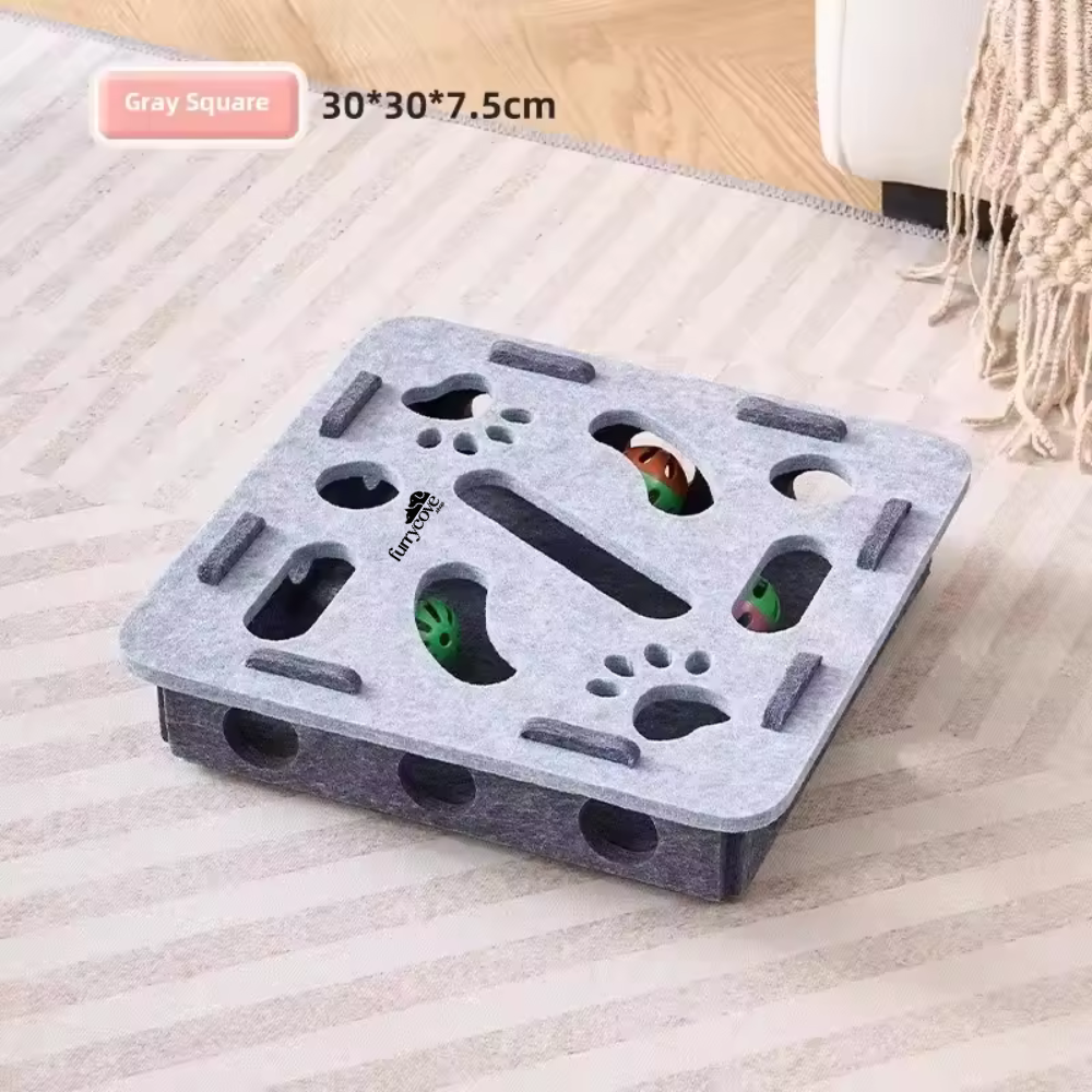 FurryCove™ Felt Cat Puzzle Toy with Ball