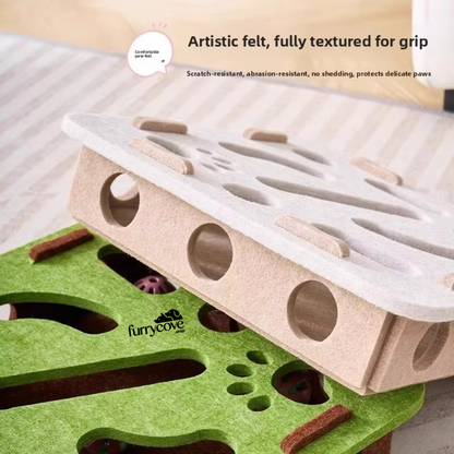 FurryCove™ Felt Cat Puzzle Toy with Ball